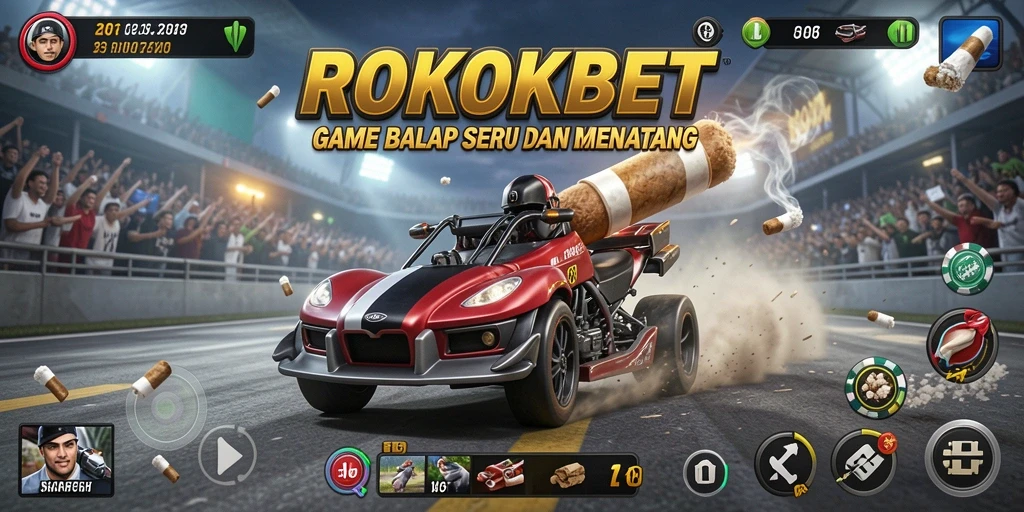 Tampilan seru dari gameplay balapan ROKOKBET yang menegangkan.