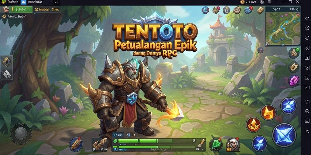 Screenshot gameplay TENTOTO yang menunjukkan pertempuran epik di dunia RPG.