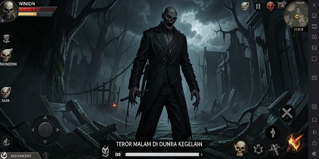 Screenshot gameplay menakutkan dari WINIDN yang menunjukkan suasana Horror.